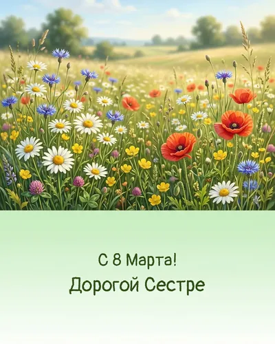 открытка для сестры — классическая акварельная композиция с мимозой